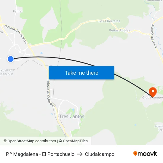 P.º Magdalena - El Portachuelo to Ciudalcampo map