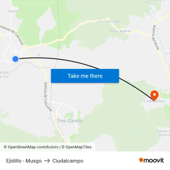 Ejidillo - Musgo to Ciudalcampo map