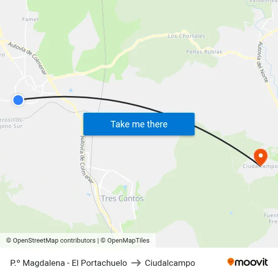 P.º Magdalena - El Portachuelo to Ciudalcampo map