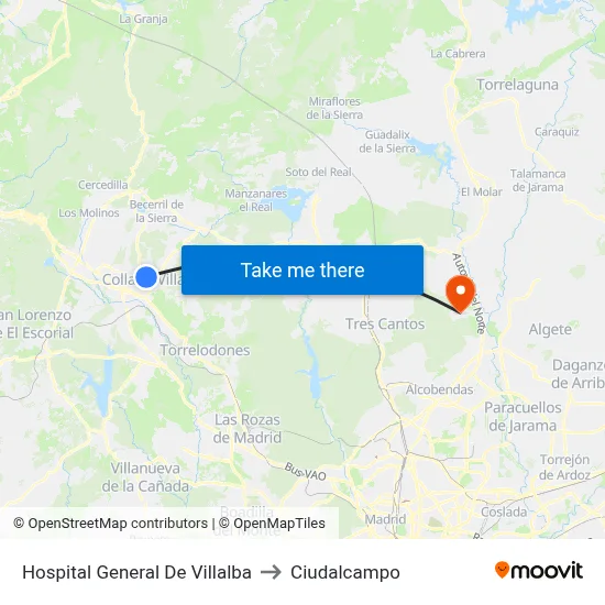 Hospital General De Villalba to Ciudalcampo map