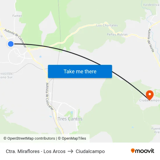 Ctra. Miraflores - Los Arcos to Ciudalcampo map