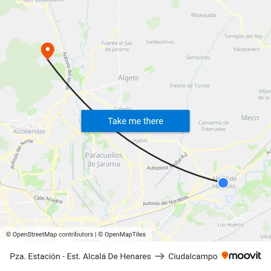Pza. Estación - Est. Alcalá De Henares to Ciudalcampo map