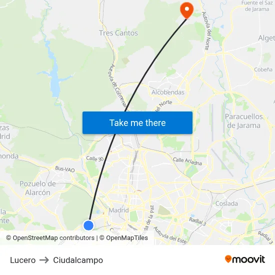 Lucero to Ciudalcampo map