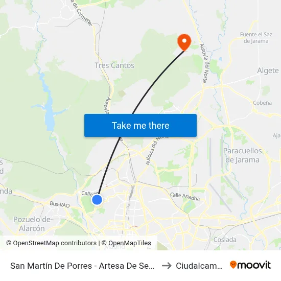 San Martín De Porres - Artesa De Segre to Ciudalcampo map