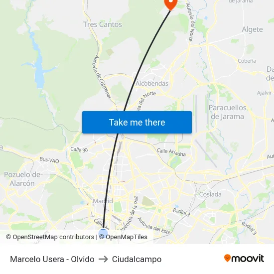 Marcelo Usera - Olvido to Ciudalcampo map