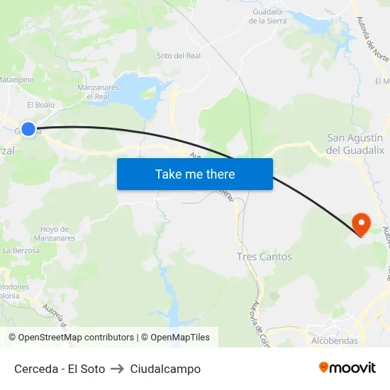 Cerceda - El Soto to Ciudalcampo map
