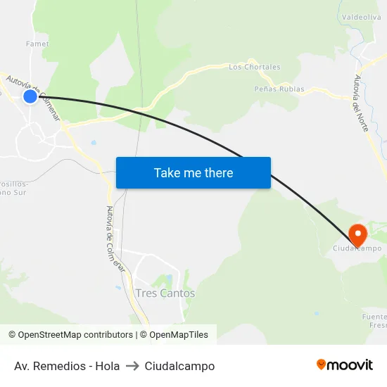 Av. Remedios - Hola to Ciudalcampo map