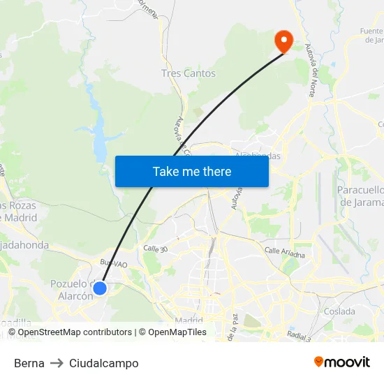 Berna to Ciudalcampo map