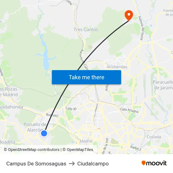 Campus De Somosaguas to Ciudalcampo map