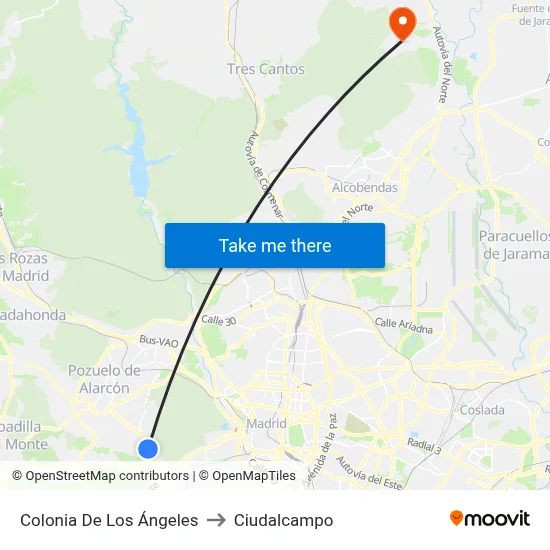 Colonia De Los Ángeles to Ciudalcampo map