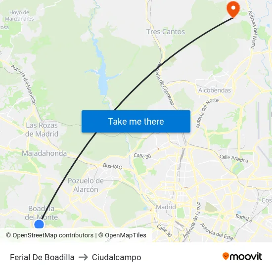 Ferial De Boadilla to Ciudalcampo map