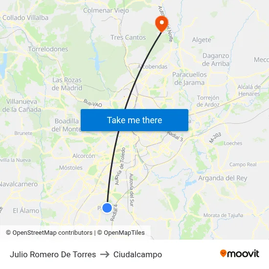 Julio Romero De Torres to Ciudalcampo map
