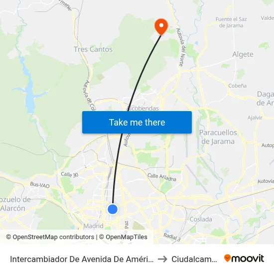 Intercambiador De Avenida De América to Ciudalcampo map