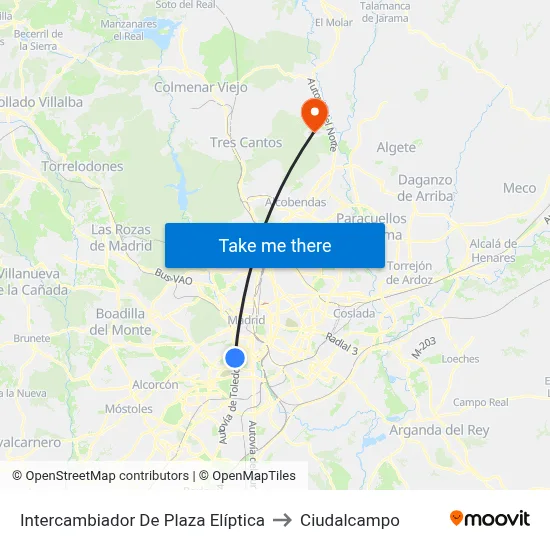 Intercambiador De Plaza Elíptica to Ciudalcampo map