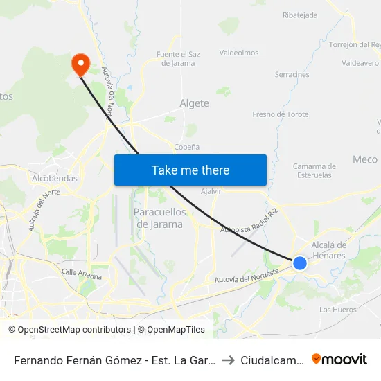 Fernando Fernán Gómez - Est. La Garena to Ciudalcampo map