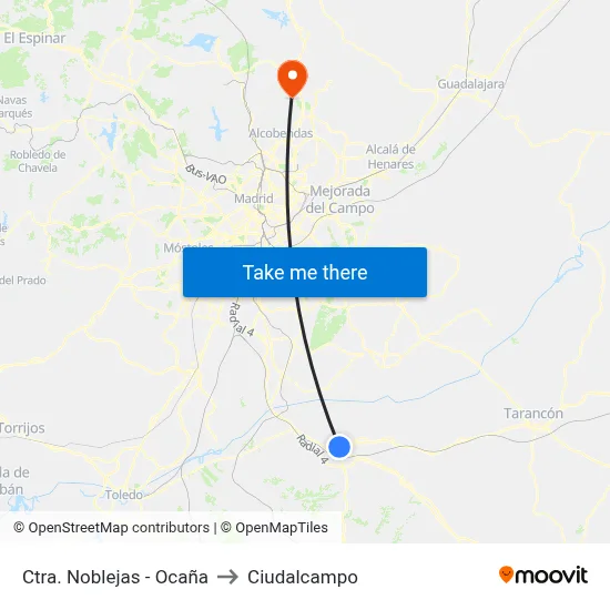 Ctra. Noblejas - Ocaña to Ciudalcampo map