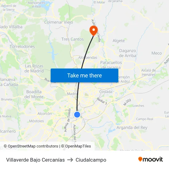 Villaverde Bajo Cercanías to Ciudalcampo map