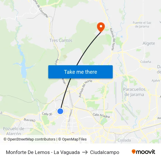Monforte De Lemos - La Vaguada to Ciudalcampo map