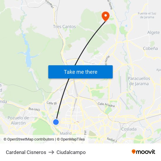 Cardenal Cisneros to Ciudalcampo map