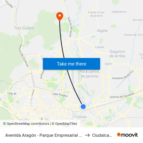 Avenida Aragón - Parque Empresarial Pegaso to Ciudalcampo map