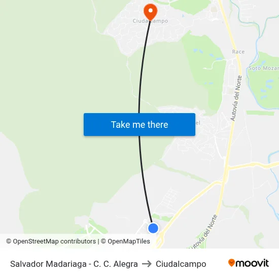 Salvador Madariaga - C. C. Alegra to Ciudalcampo map