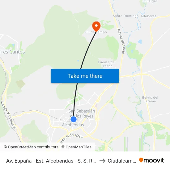 Av. España - Est. Alcobendas - S. S. Reyes to Ciudalcampo map