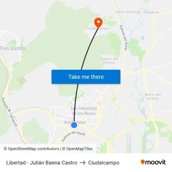 Libertad - Julián Baena Castro to Ciudalcampo map