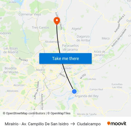 Miralrío - Av. Campillo De San Isidro to Ciudalcampo map