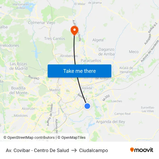Av. Covibar - Centro De Salud to Ciudalcampo map