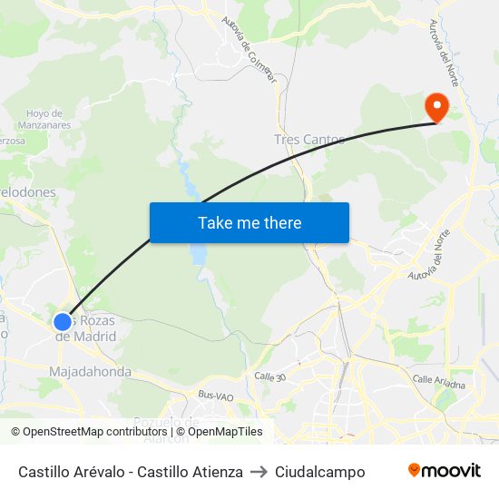 Castillo Arévalo - Castillo Atienza to Ciudalcampo map