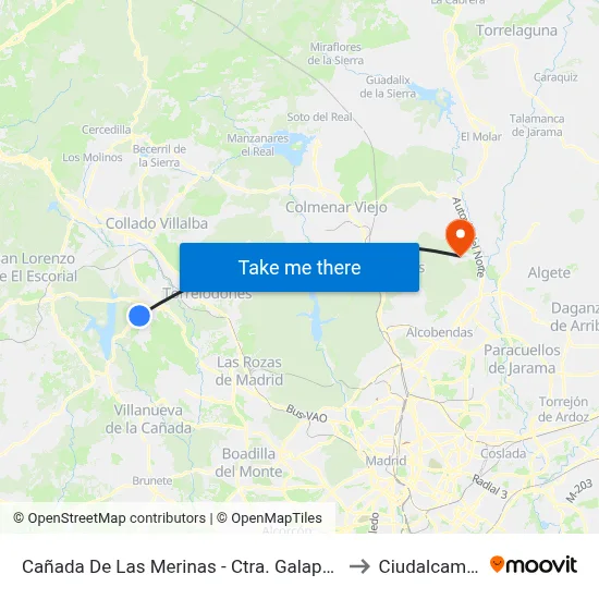 Cañada De Las Merinas - Ctra. Galapagar to Ciudalcampo map