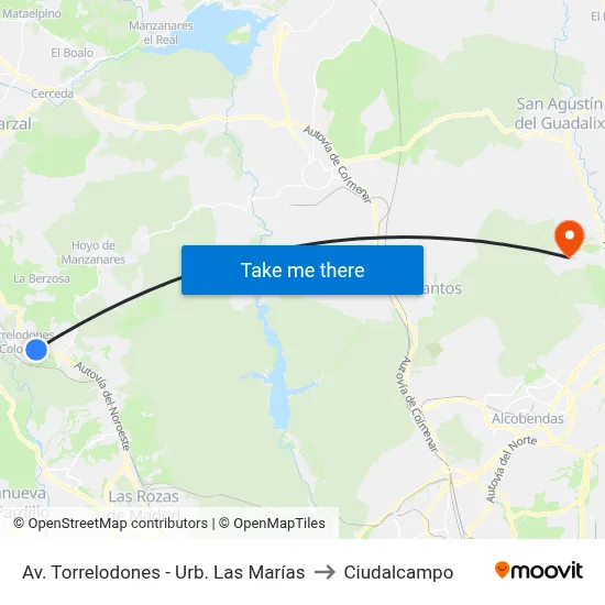 Av. Torrelodones - Urb. Las Marías to Ciudalcampo map