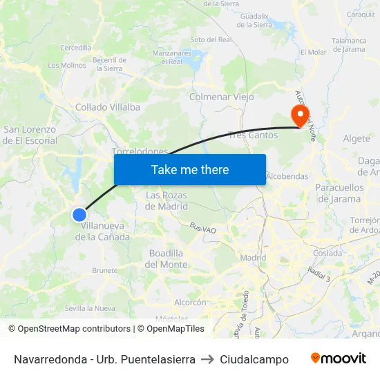 Navarredonda - Urb. Puentelasierra to Ciudalcampo map
