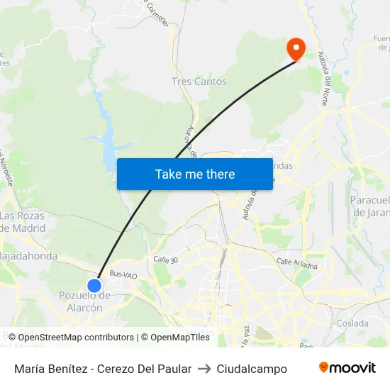 María Benítez - Cerezo Del Paular to Ciudalcampo map