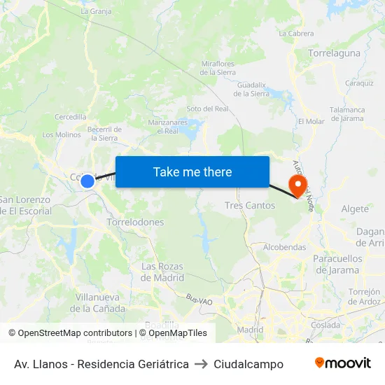 Av. Llanos - Residencia Geriátrica to Ciudalcampo map