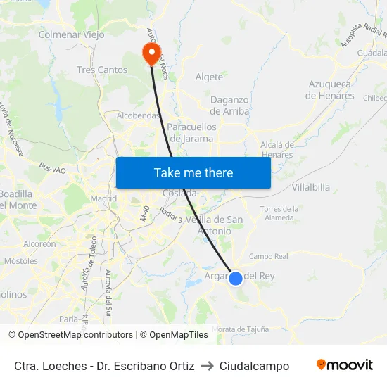 Ctra. Loeches - Dr. Escribano Ortiz to Ciudalcampo map