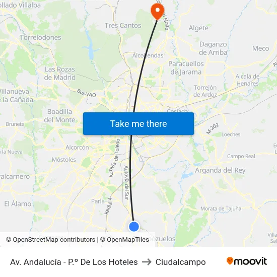 Av. Andalucía - P.º De Los Hoteles to Ciudalcampo map
