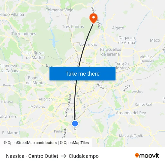 Nassica - Centro Outlet to Ciudalcampo map