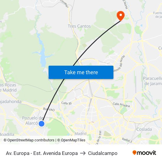 Av. Europa - Est. Avenida Europa to Ciudalcampo map