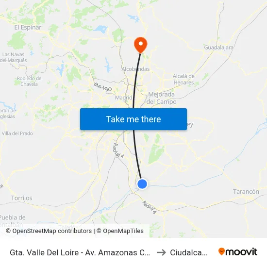Gta. Valle Del Loire - Av. Amazonas Central to Ciudalcampo map