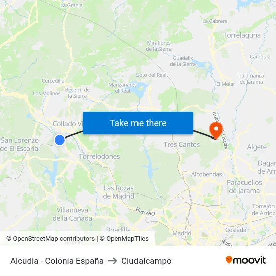 Alcudia - Colonia España to Ciudalcampo map