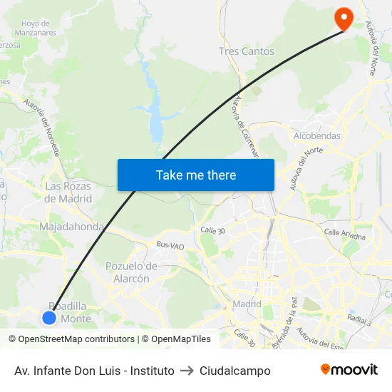 Av. Infante Don Luis - Instituto to Ciudalcampo map