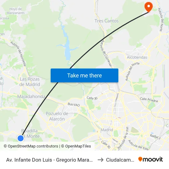 Av. Infante Don Luis - Gregorio Marañón to Ciudalcampo map