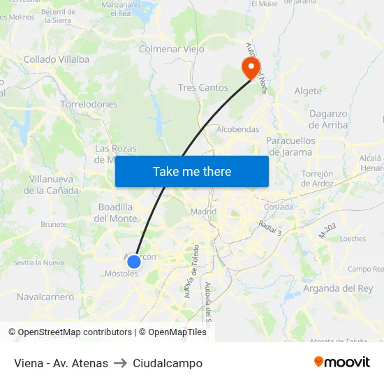 Viena - Av. Atenas to Ciudalcampo map
