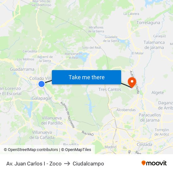 Av. Juan Carlos I - Zoco to Ciudalcampo map