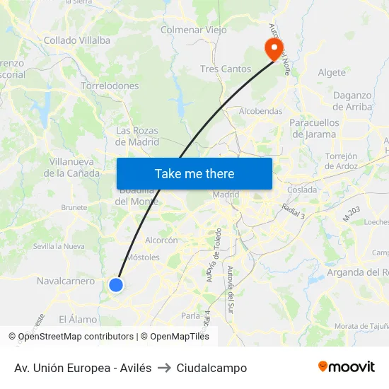 Av. Unión Europea - Avilés to Ciudalcampo map