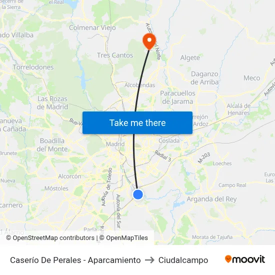 Caserío De Perales - Aparcamiento to Ciudalcampo map