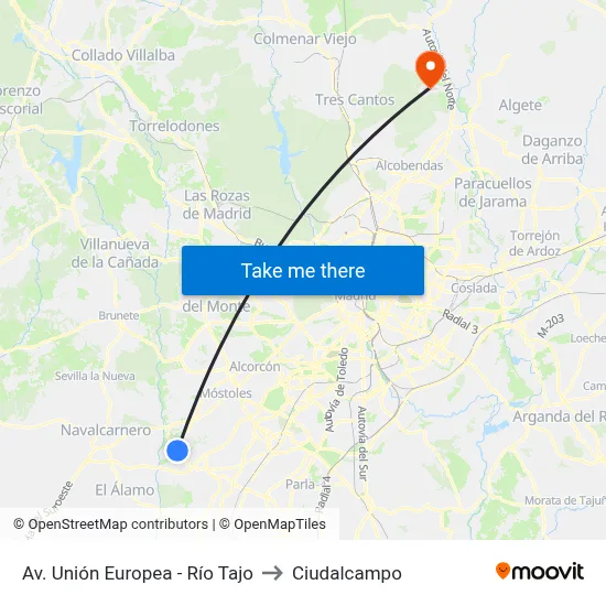Av. Unión Europea - Río Tajo to Ciudalcampo map