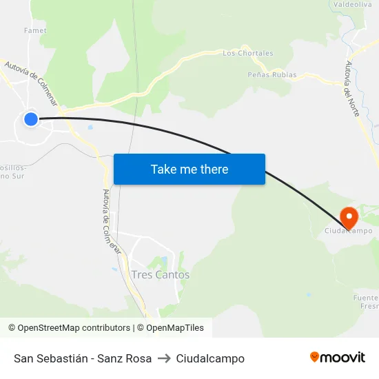 San Sebastián - Sanz Rosa to Ciudalcampo map