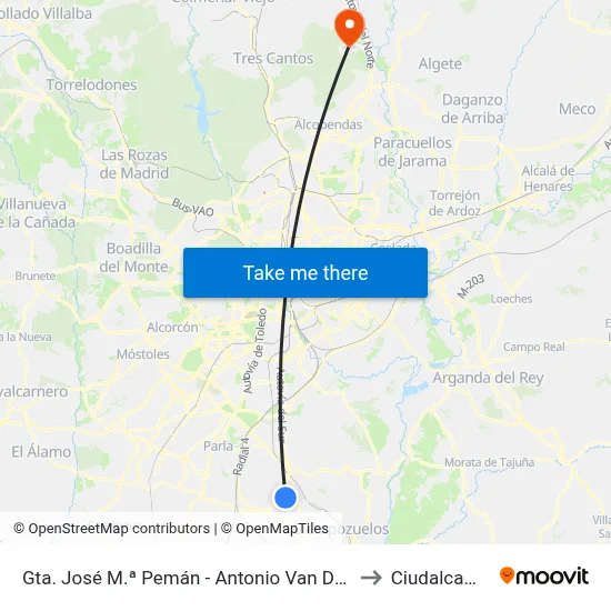 Gta. José M.ª Pemán - Antonio Van De Pere to Ciudalcampo map